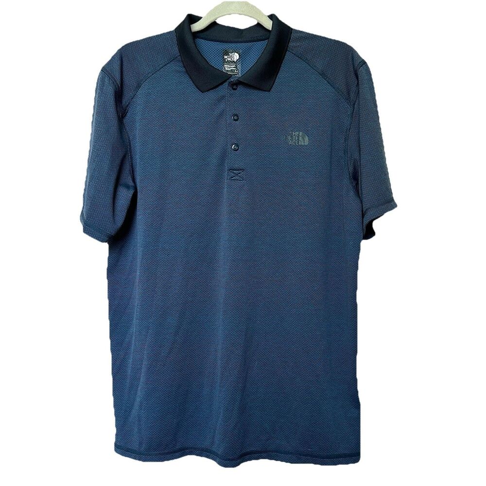 The North Face Shirt Mens Large Blue Short Sleeve Polo FlashDry Golf Outdoors